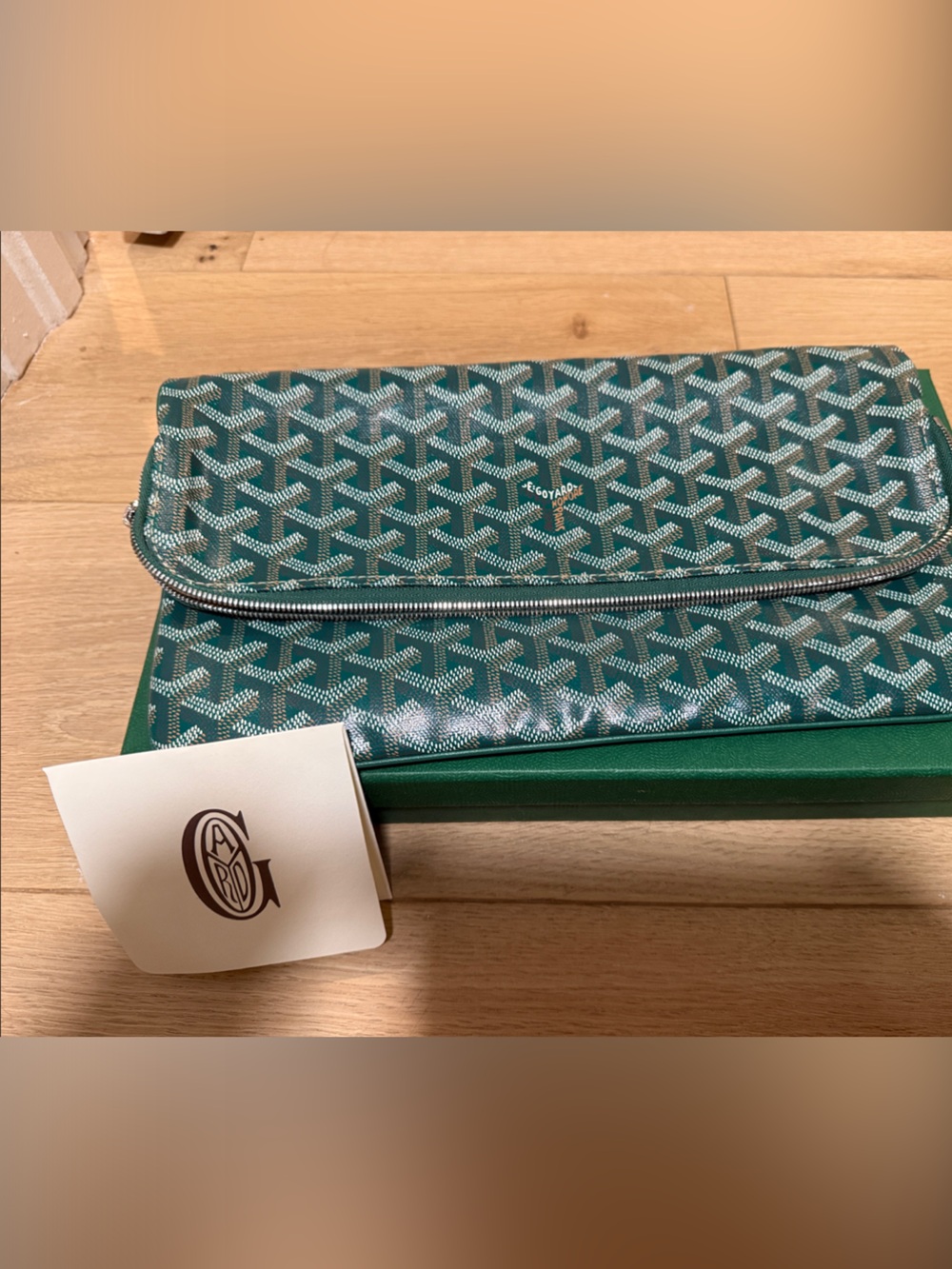 Goyard Green Goyardine Sainte-Marie MM Foldable Clutch Bag